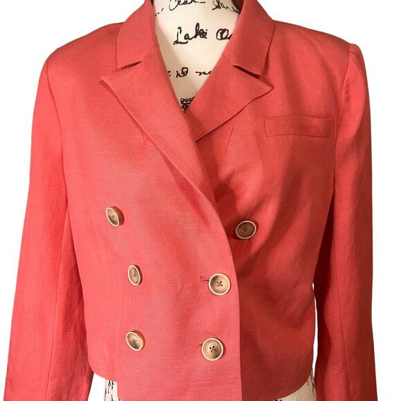 NWOT PAIGE‎ Anthropologie Cropped Double Breasted Blazer Color Pink Women Size 8 - Picture 6 of 16